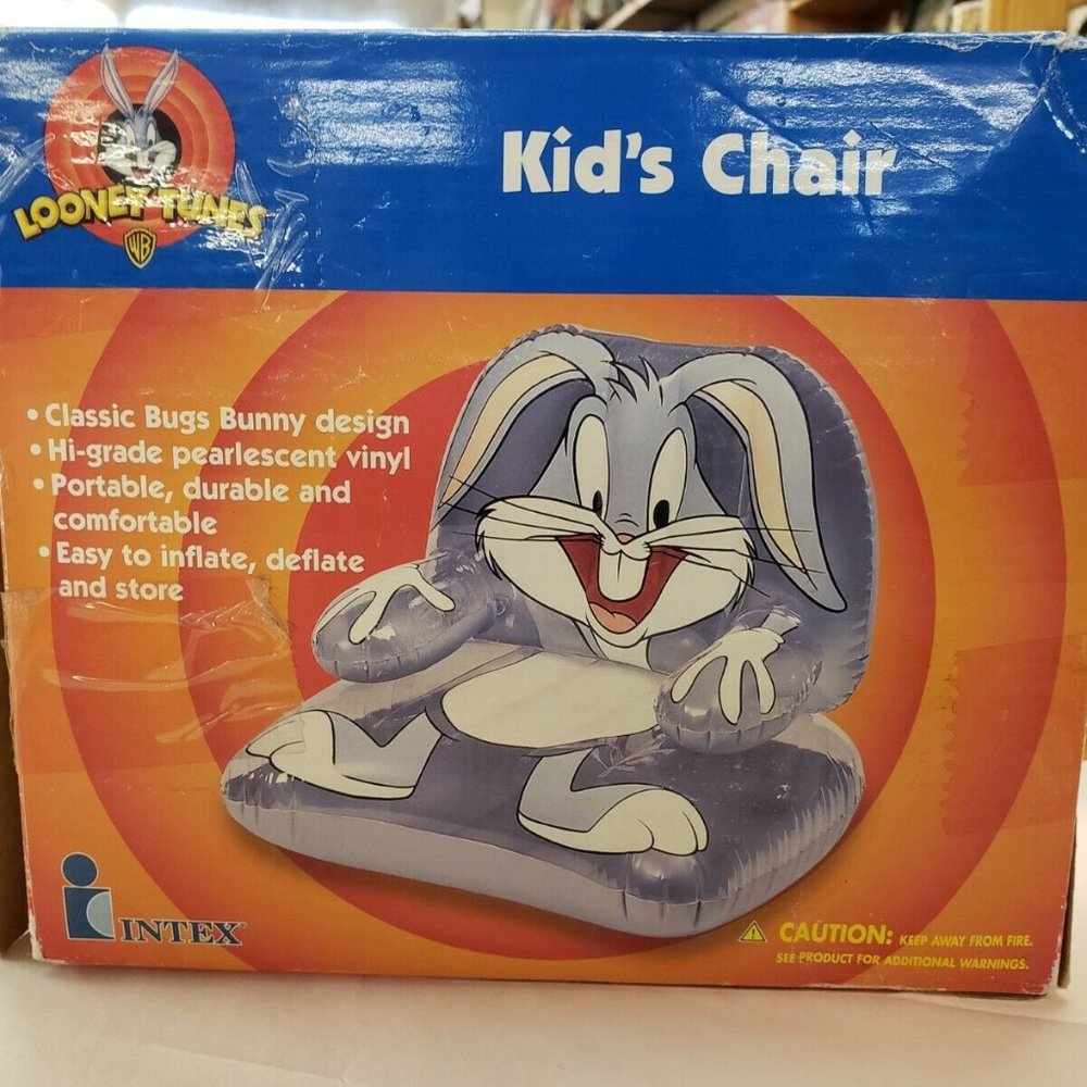 Vintage 1999 Looney Tunes Inflatable Kids Chair Bugs Bunny NIB Intex